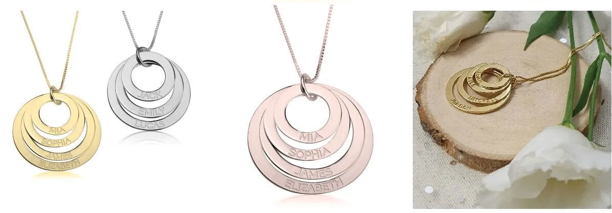 1-5 Disc Pendant Necklace,Sterling Silver,24K Gold/Rose Gold Plating/Valentine&#39;s Day gift,Birthday gift,Mother&#39;s Day Gift,gifts for her