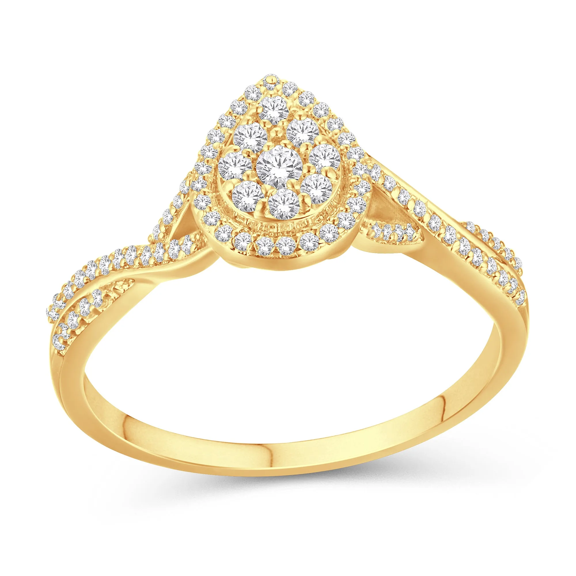 10 Karat Yellow Gold 0.25 Carat Diamond Pear Ladies Ring