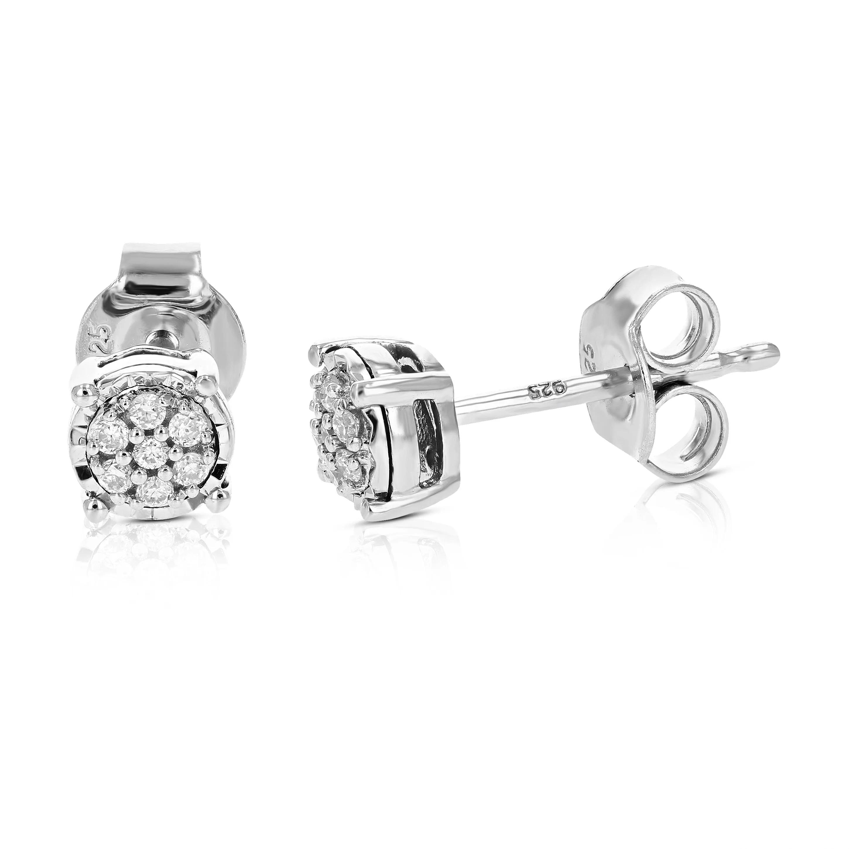 1/10 cttw Classic Diamond Stud Earrings in .925 Sterling Silver