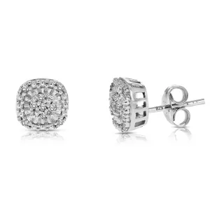 1/10 cttw Diamond Cushion Composite Stud Earrings Sterling Silver