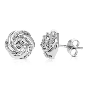 1/10 cttw Diamond Swirl Composite Stud Earrings in Sterling Silver