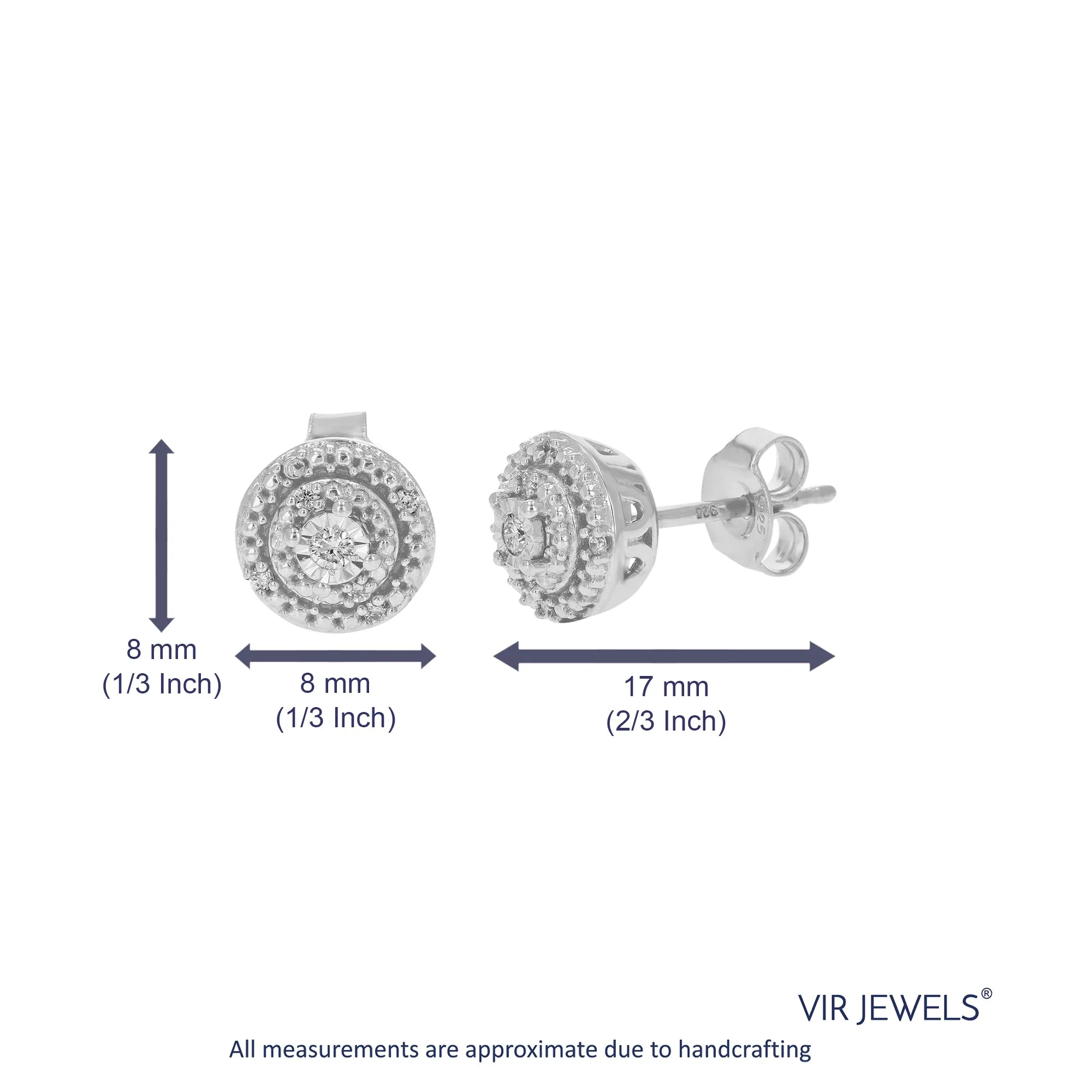 1/10 cttw Lab Grown Diamond Stud Composite Earrings in Silver