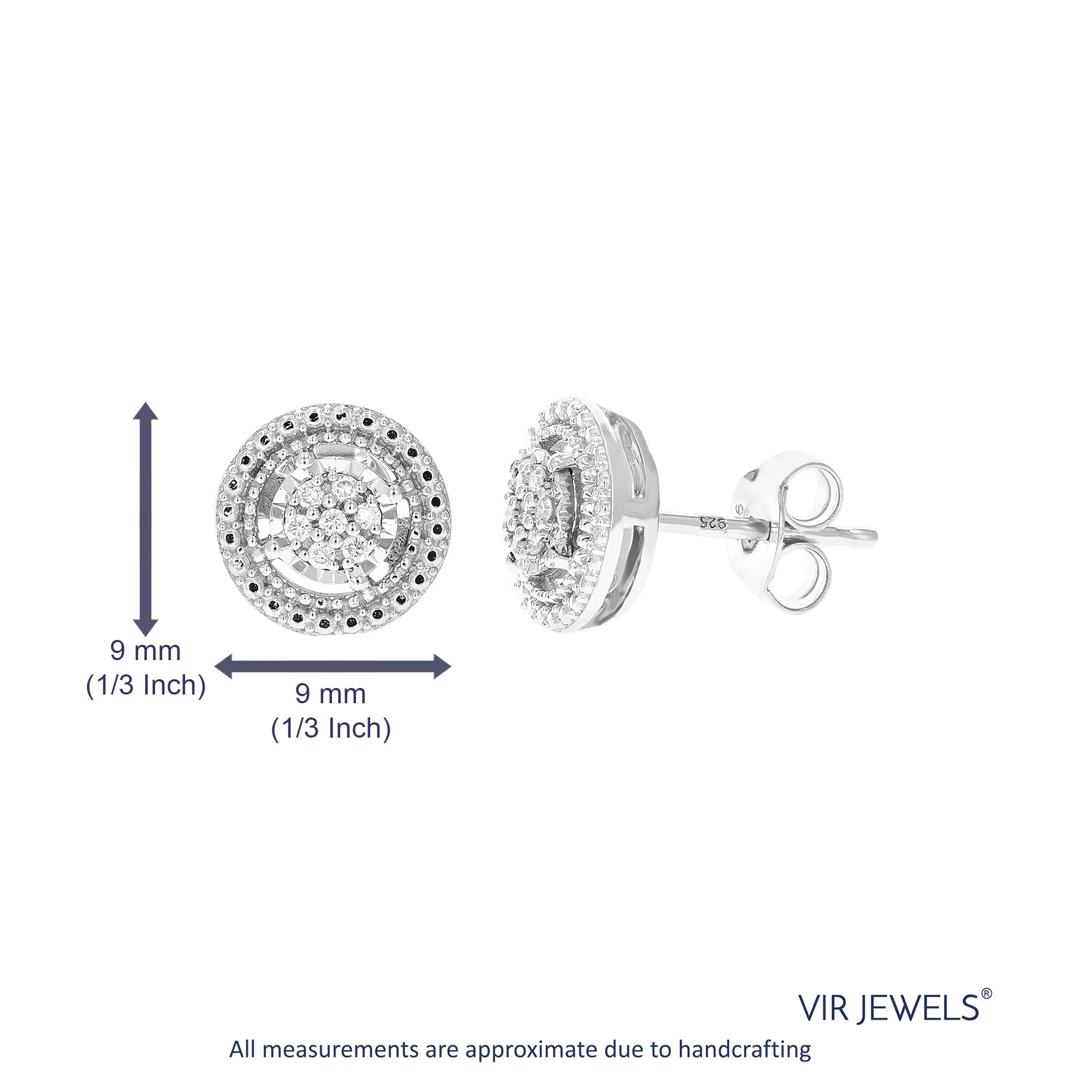 1/12 cttw Classic Diamond Stud Earrings in .925 Sterling Silver