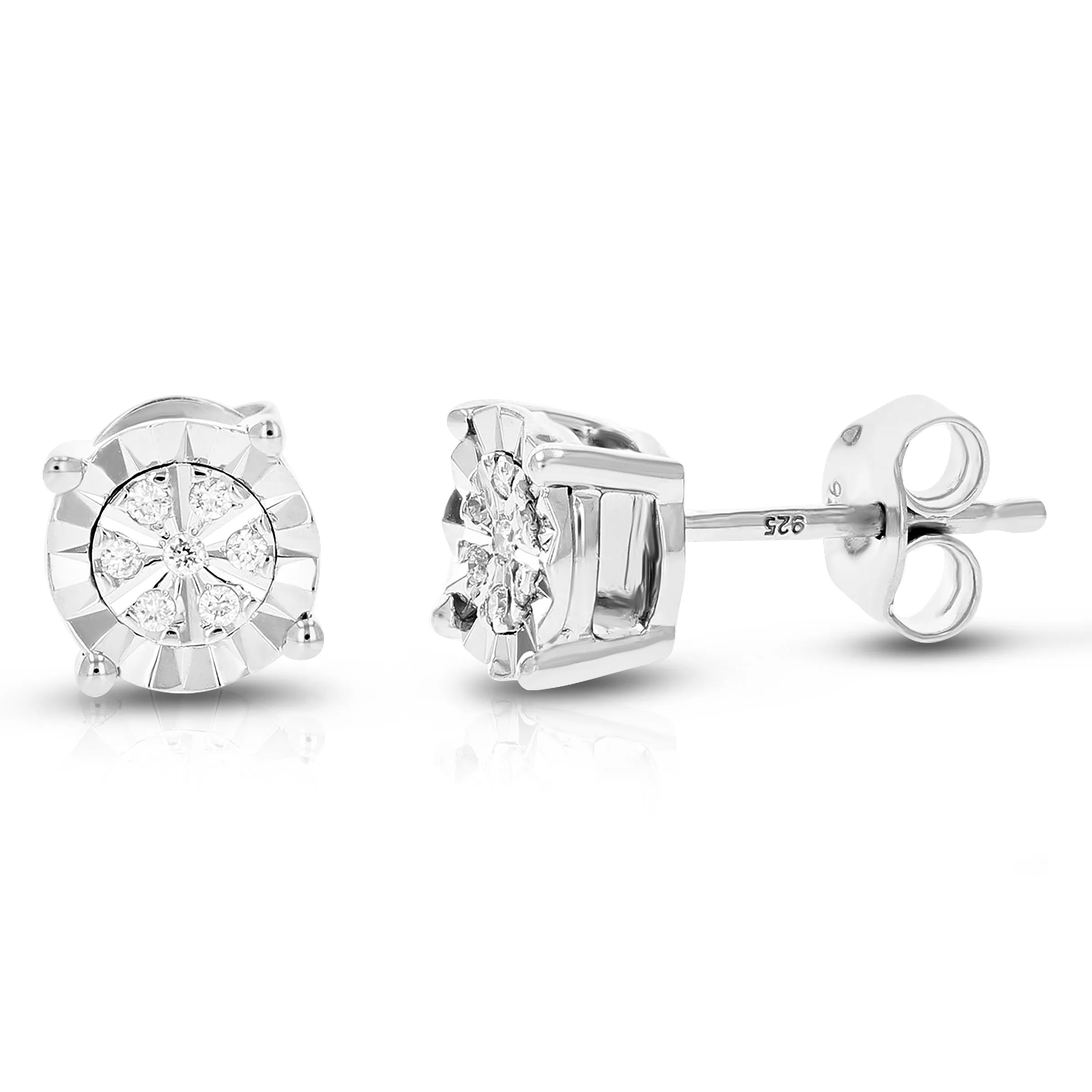 1/12 cttw Lab Diamond Modern Stud Earrings in Sterling Silver