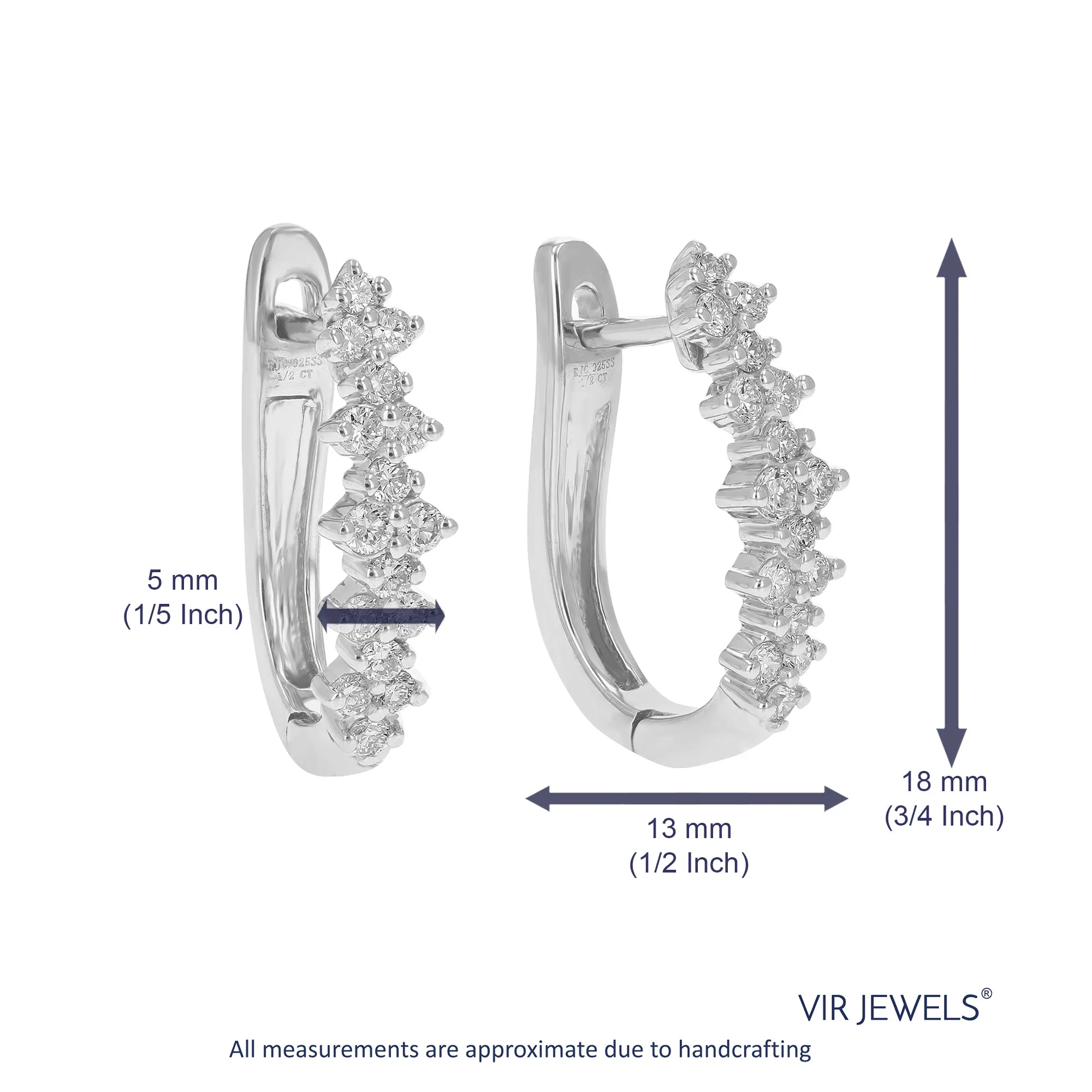 1/2 cttw Lab Grown Diamond Classic Hoop Earrings Sterling Silver