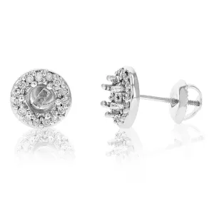 1/2 cttw Semi Mount Stud Earrings in 14K White Gold