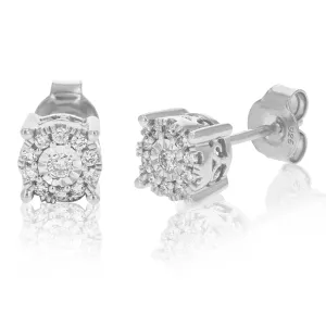 1/4 cttw Lab Grown Cluster Diamond Stud Earrings Sterling Silver