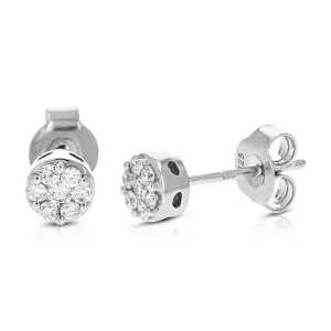 1/4 cttw Lab Grown Diamond Cluster Stud Earrings Sterling Silver