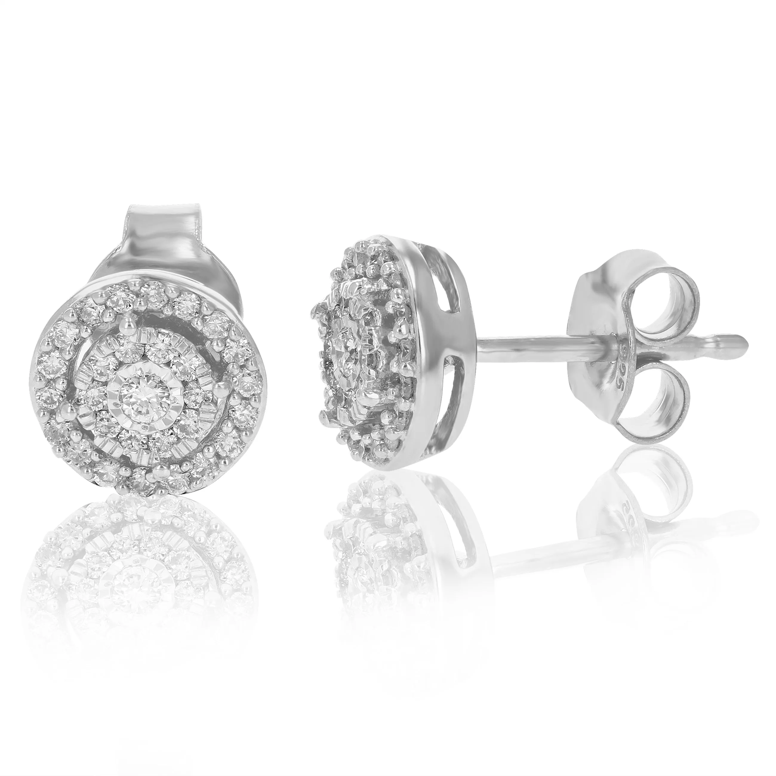 1/4 cttw Lab Grown Diamond Two Row Stud Earrings Sterling Silver