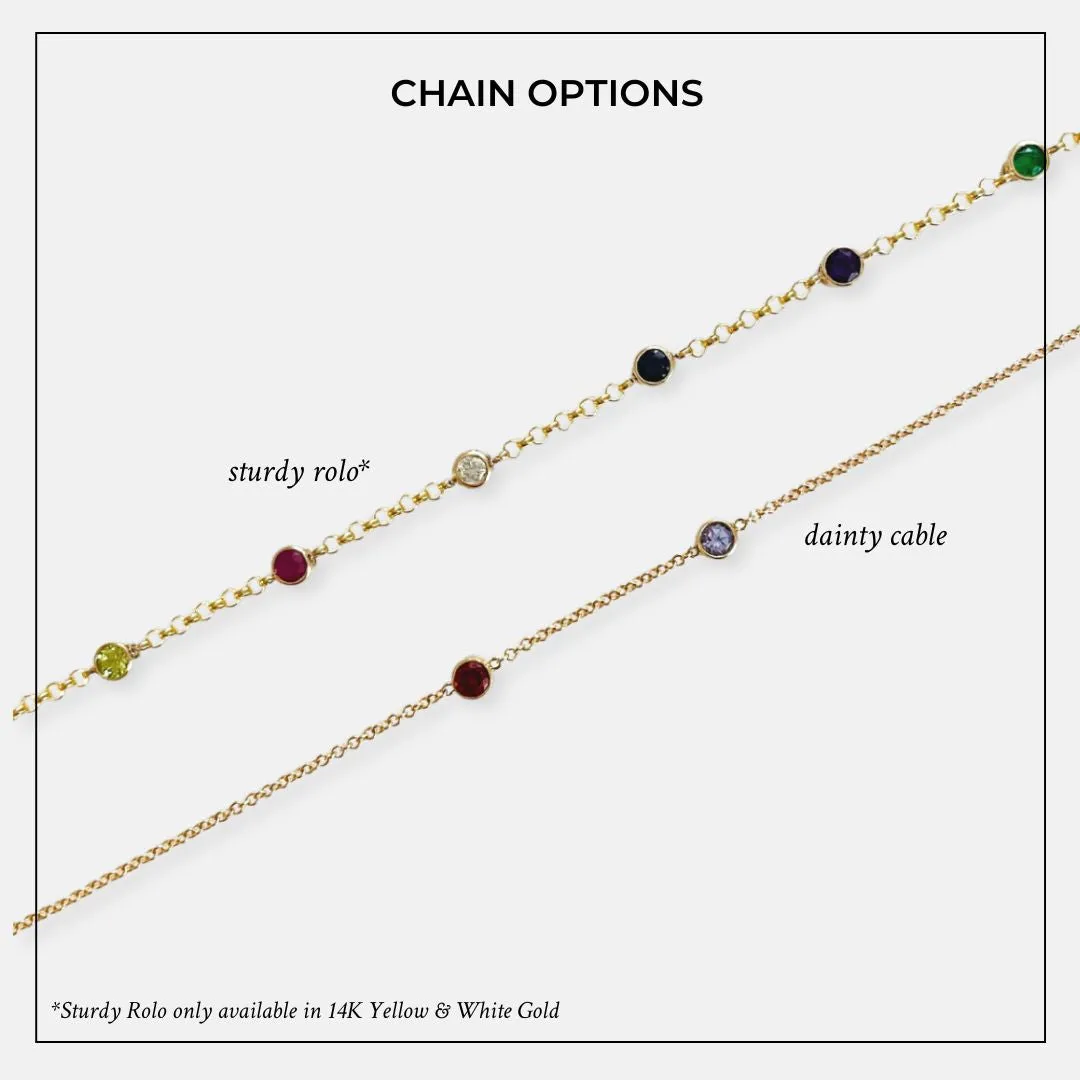 14K Gold 8 Birthstone Charms Bracelet