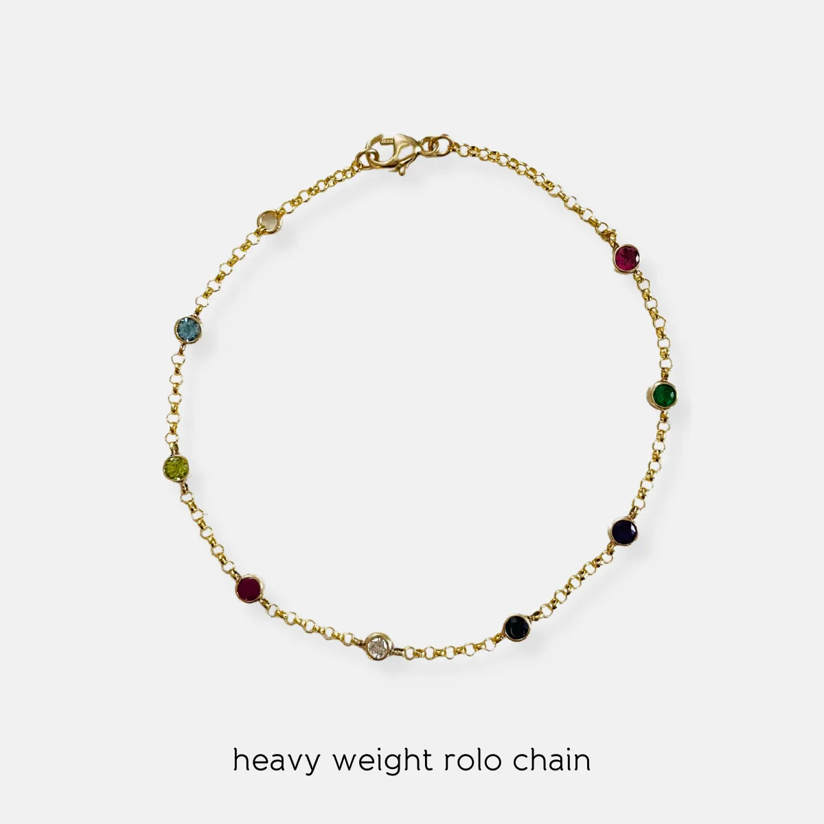 14K Gold 8 Birthstone Charms Bracelet