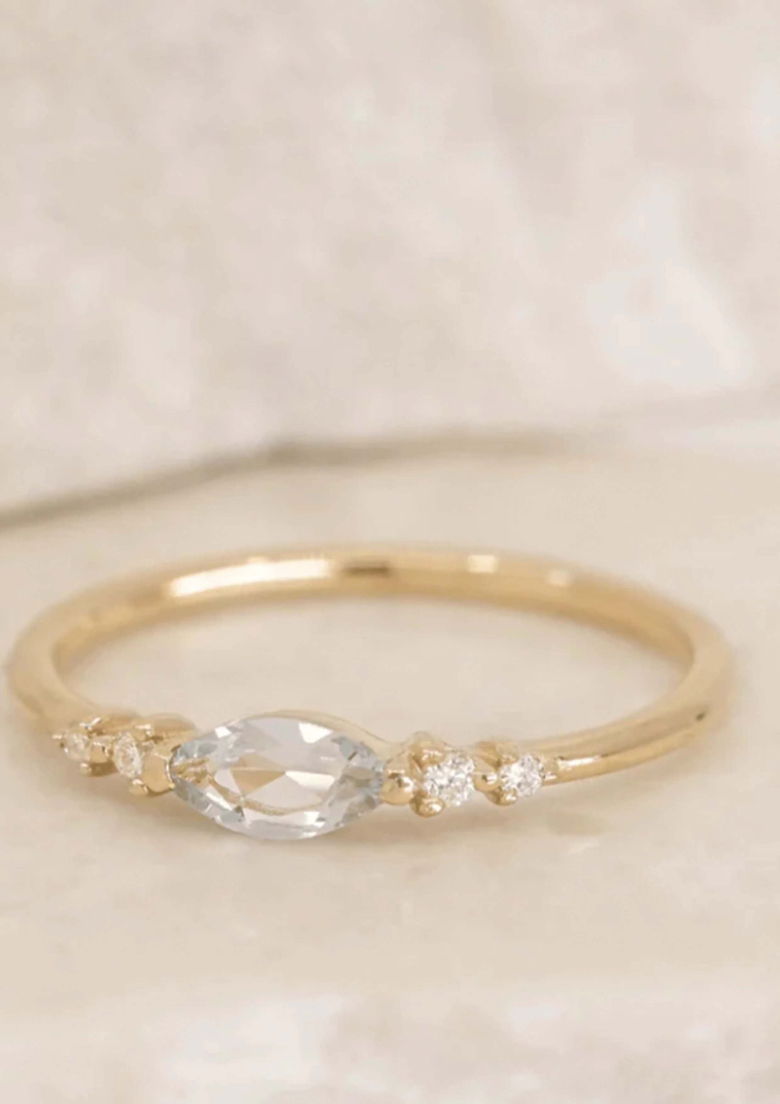 14K Gold April Topaz Birthstone Ring