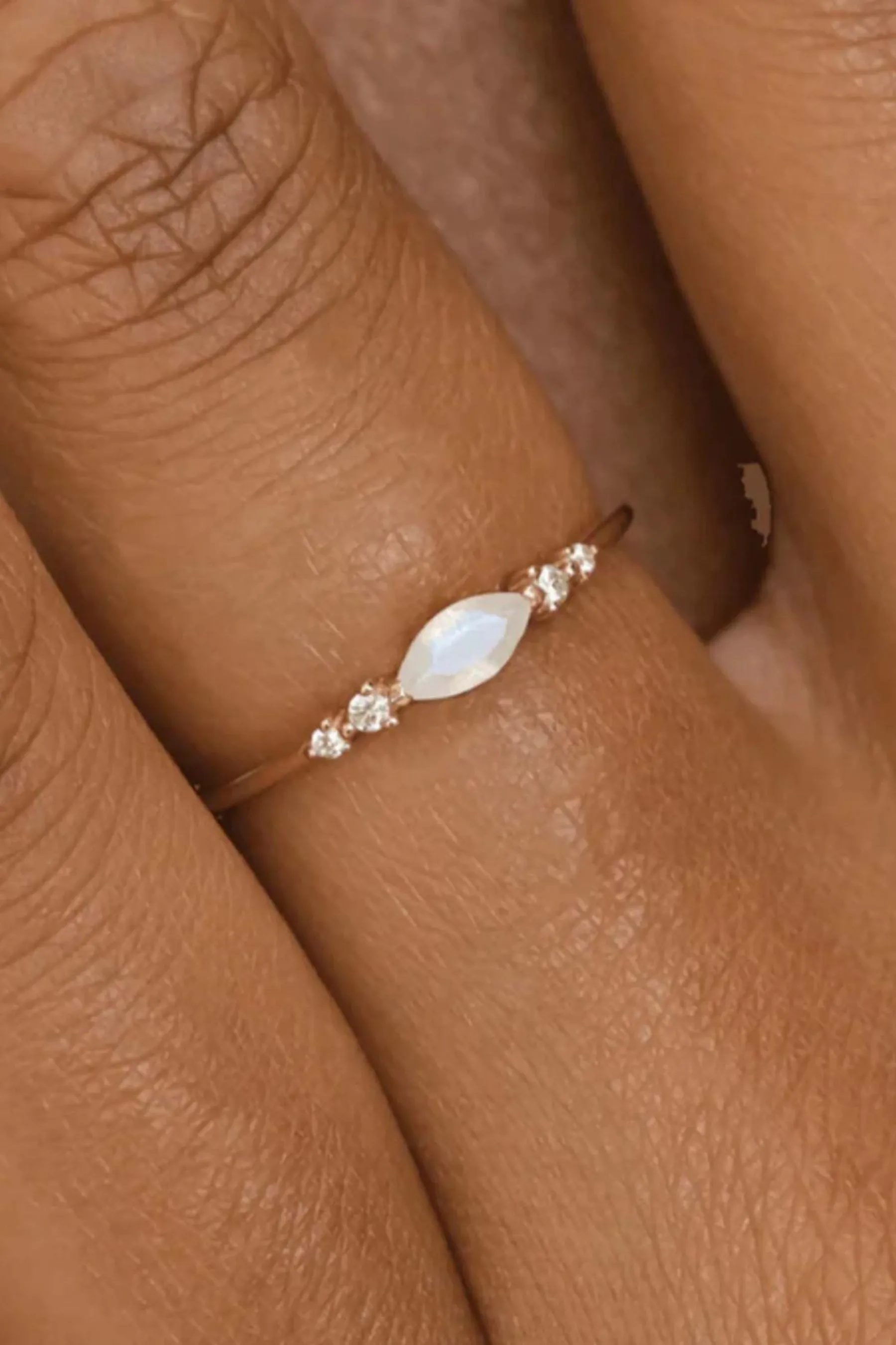 14K Gold June Moonstone Birthstone Ring