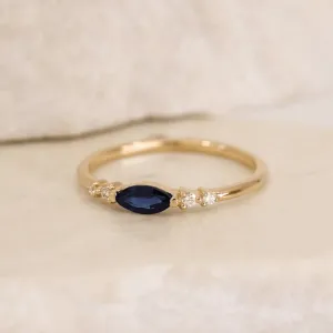 14K Gold September Sapphire Birthstone Ring