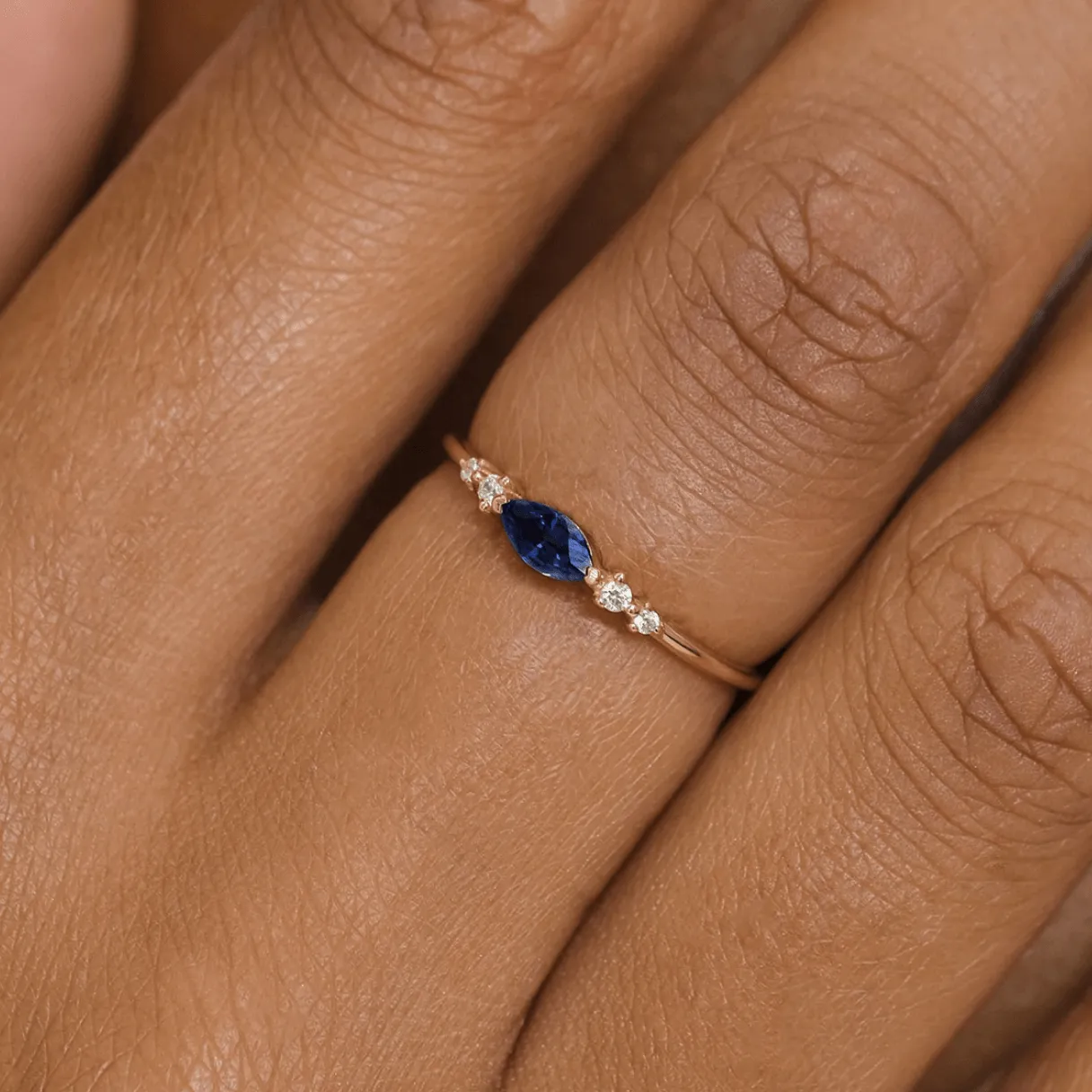 14K Gold September Sapphire Birthstone Ring