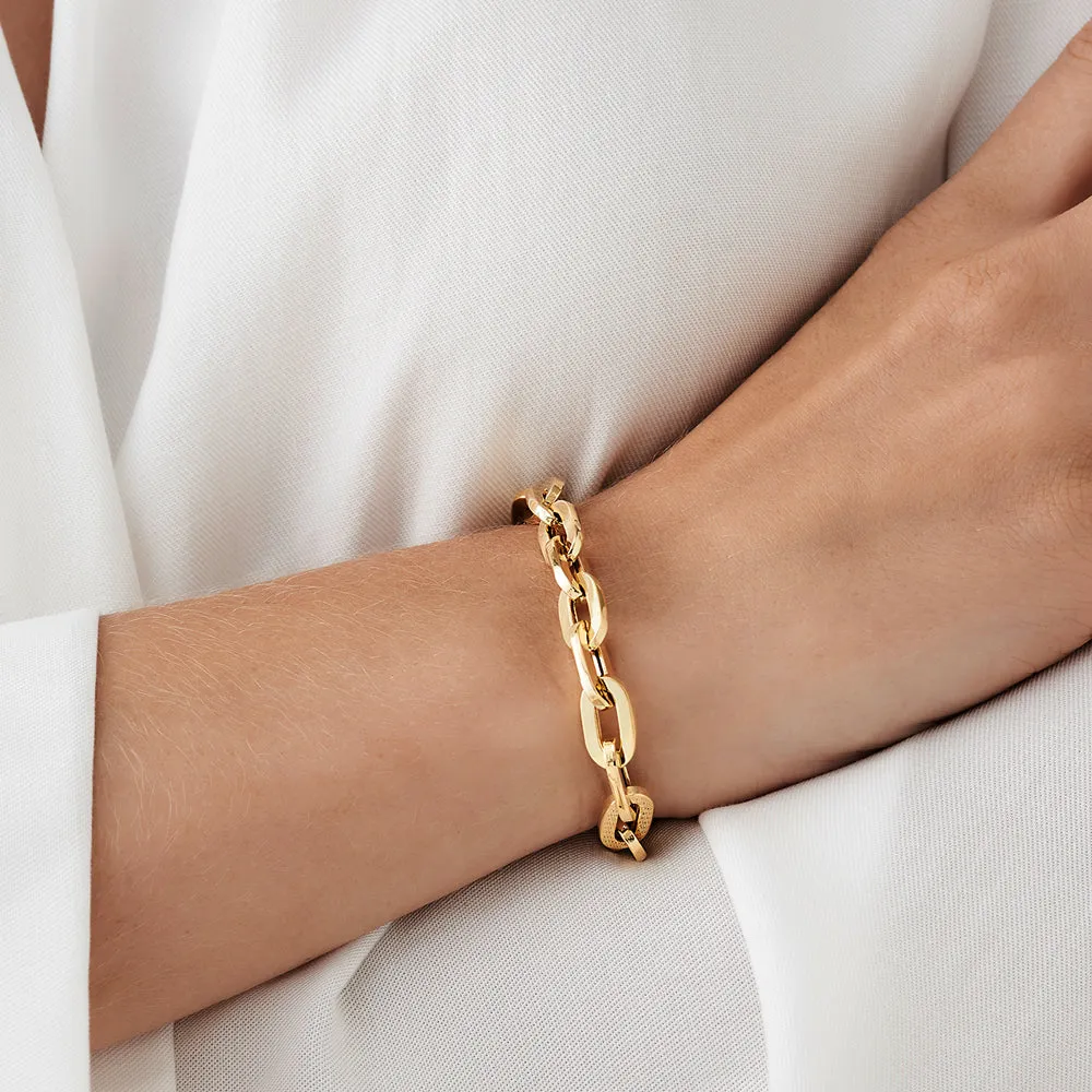 14k Gold Thick Bold Paper Clip Bracelet