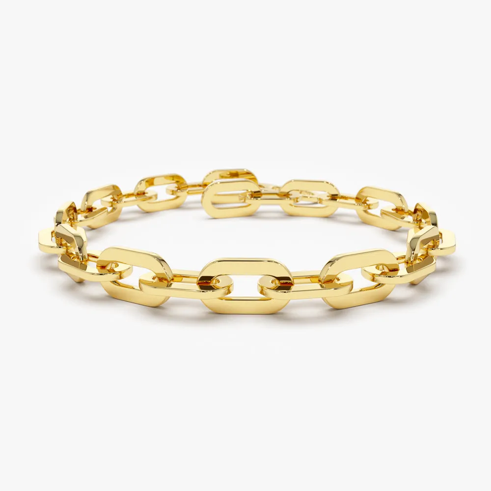 14k Gold Thick Bold Paper Clip Bracelet