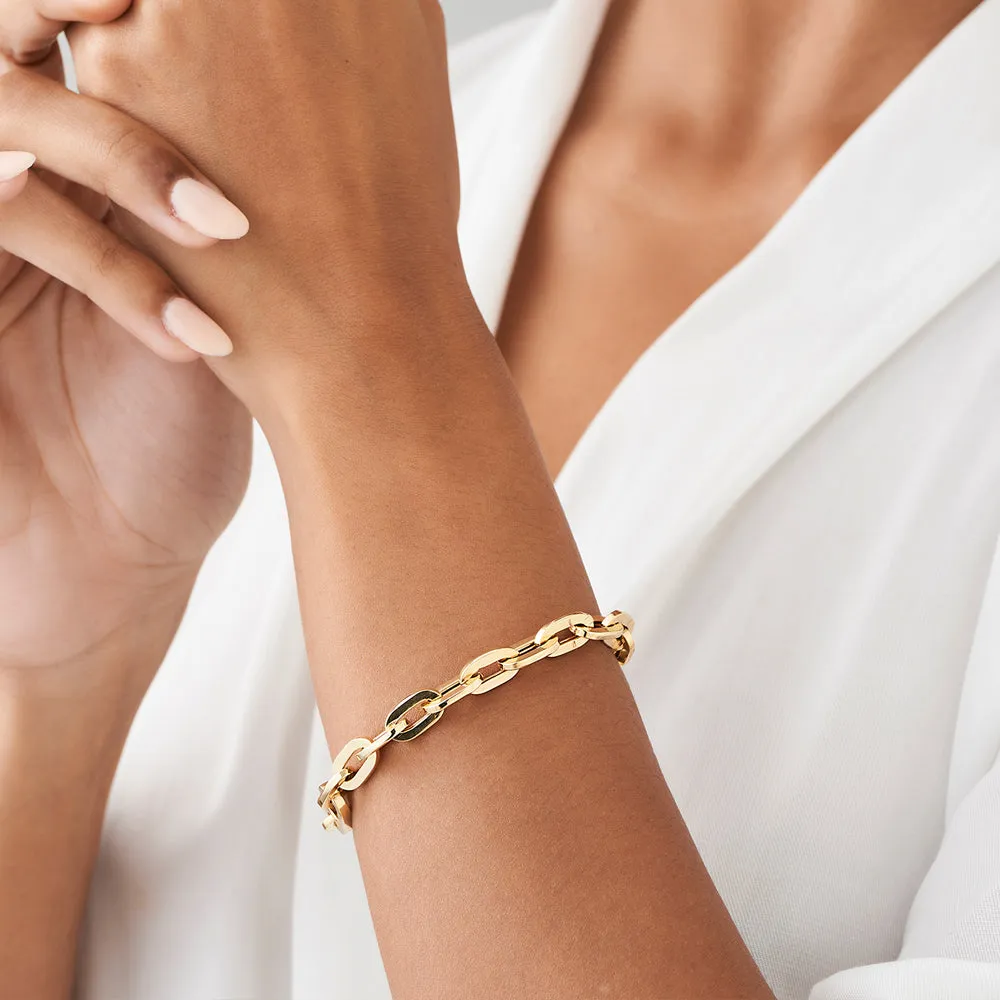 14k Gold Thick Bold Paper Clip Bracelet