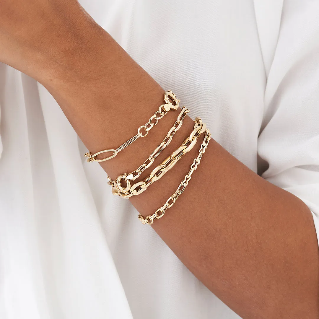 14k Gold Thick Bold Paper Clip Bracelet