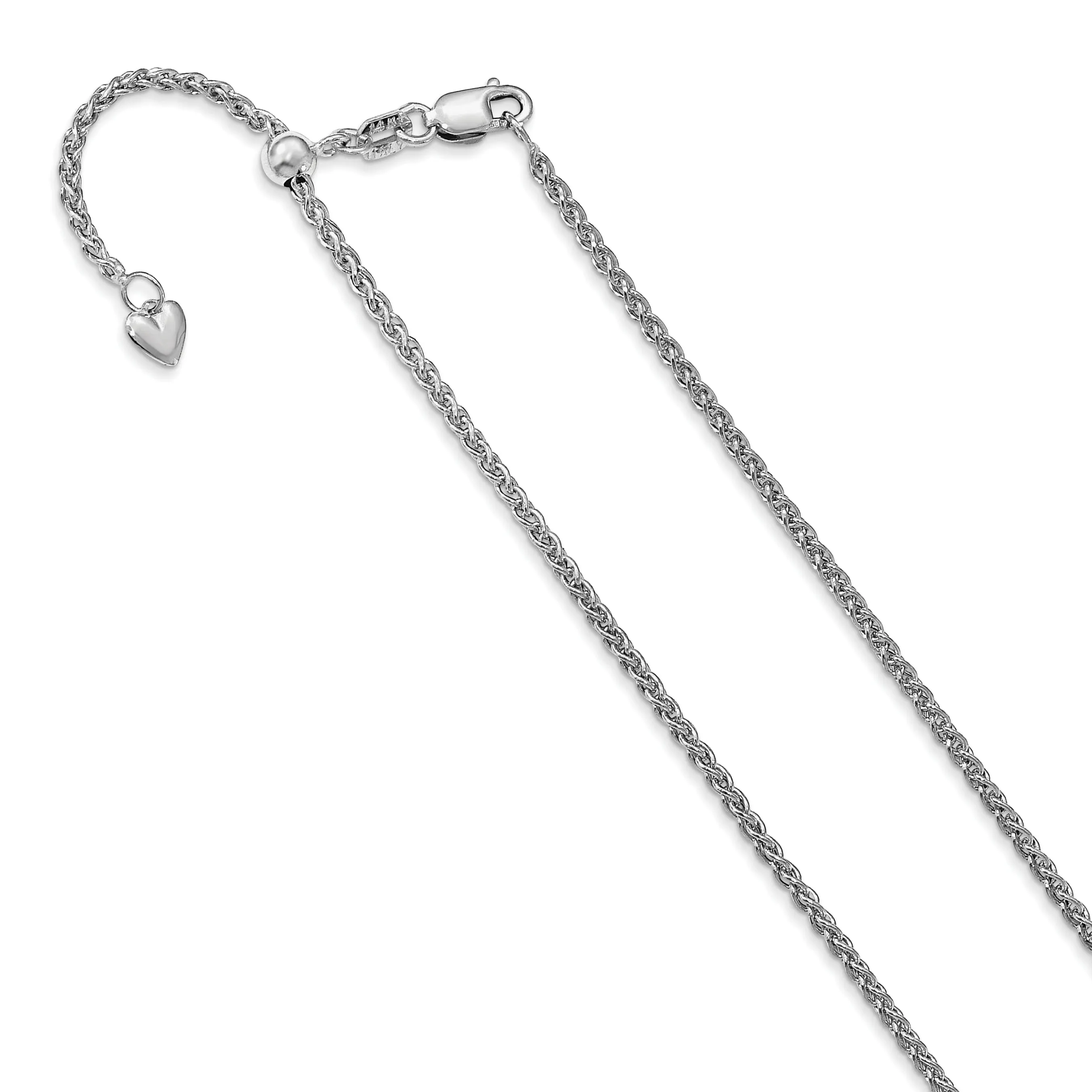 14k White Gold Adjustable Semi Solid Chain