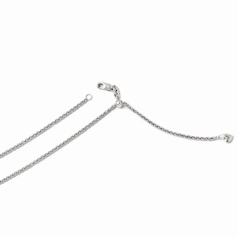 14k White Gold Adjustable Semi Solid Chain