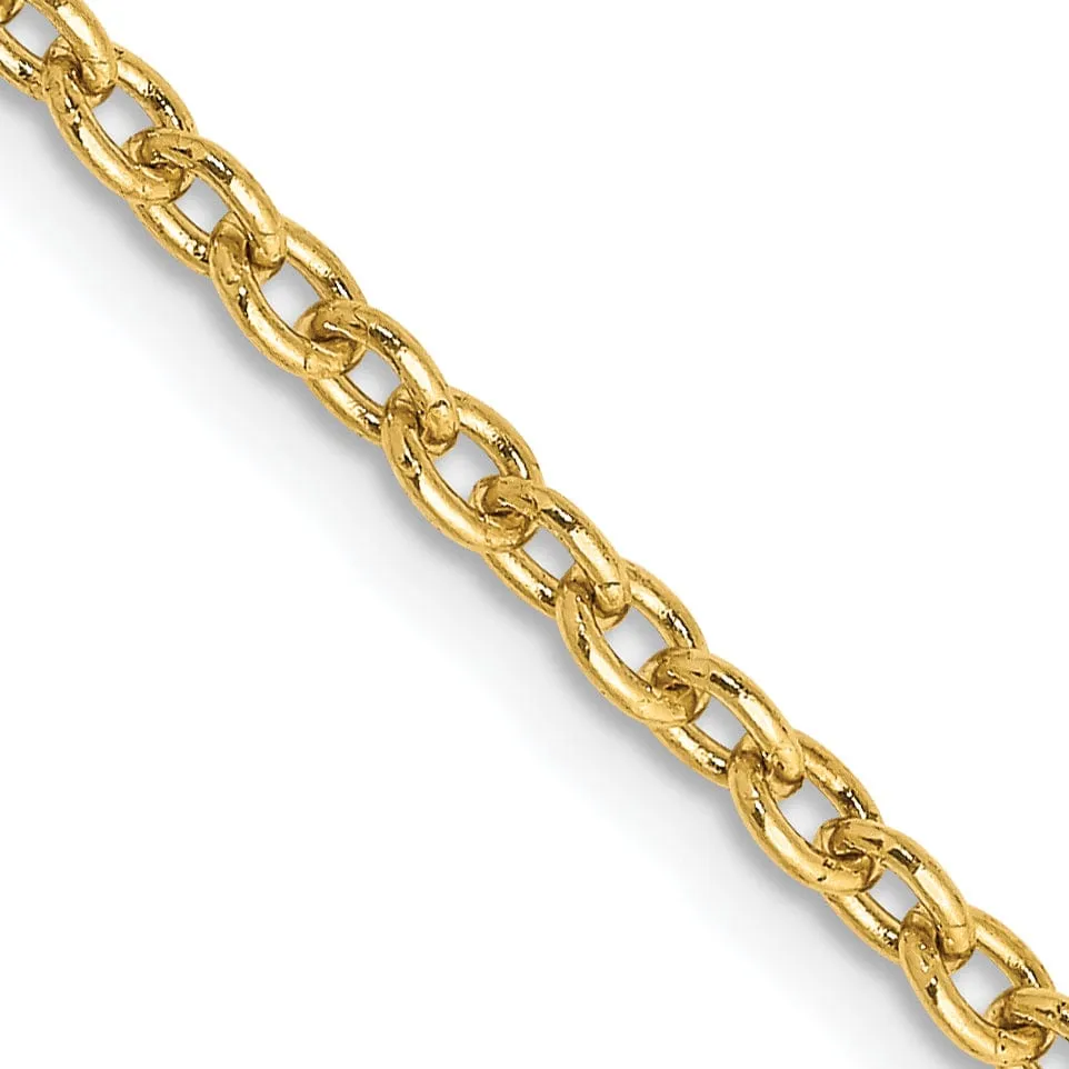 14k Yellow Gold 2.40mm Round Link Cable Chain