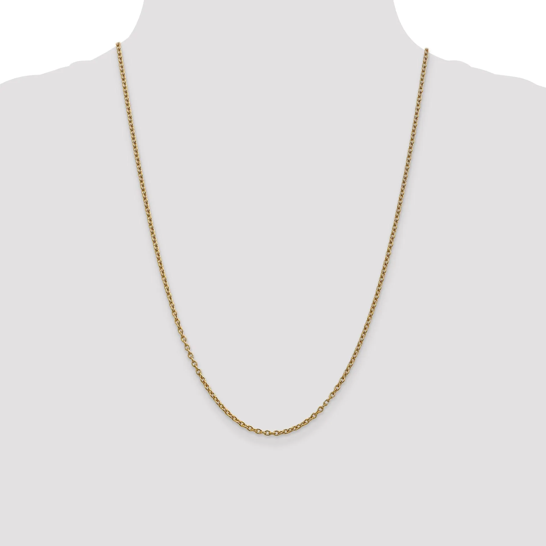 14k Yellow Gold 2.40mm Round Link Cable Chain