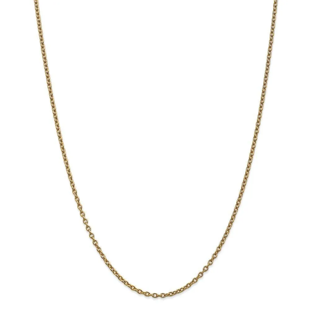 14k Yellow Gold 2.40mm Round Link Cable Chain