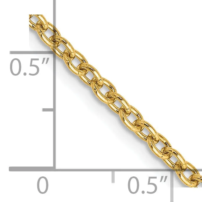 14k Yellow Gold 2.40mm Round Link Cable Chain