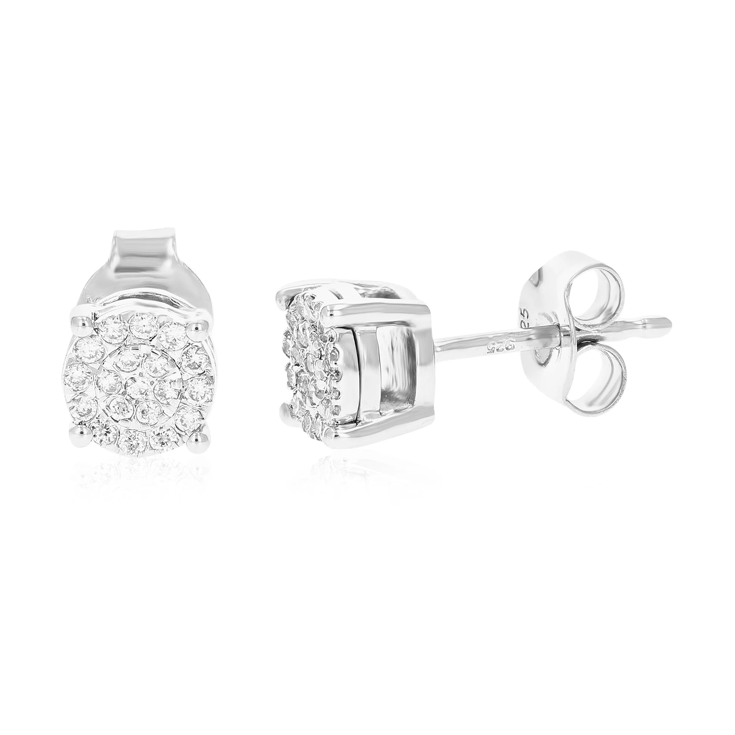 1/8 cttw Classic Composite Diamond Stud Earrings in .925 Silver