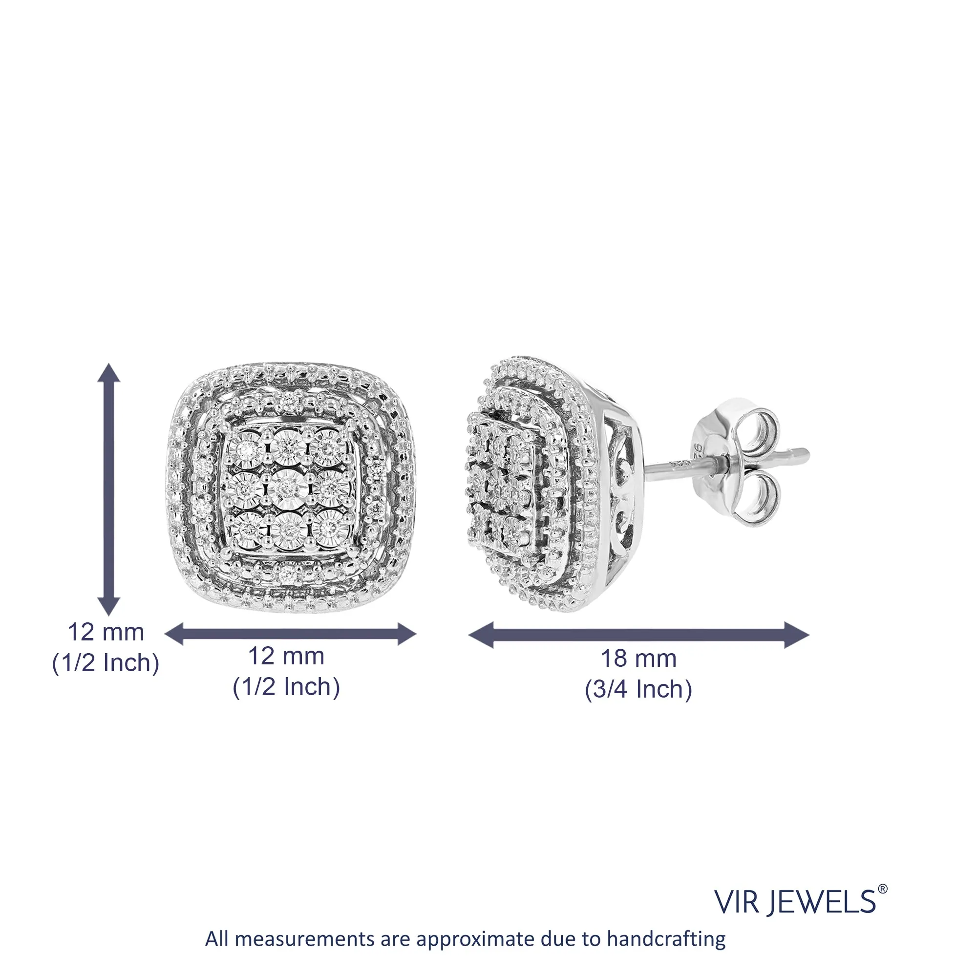 1/8 cttw Cushion Composite Diamond Stud Earrings in Sterling Silver