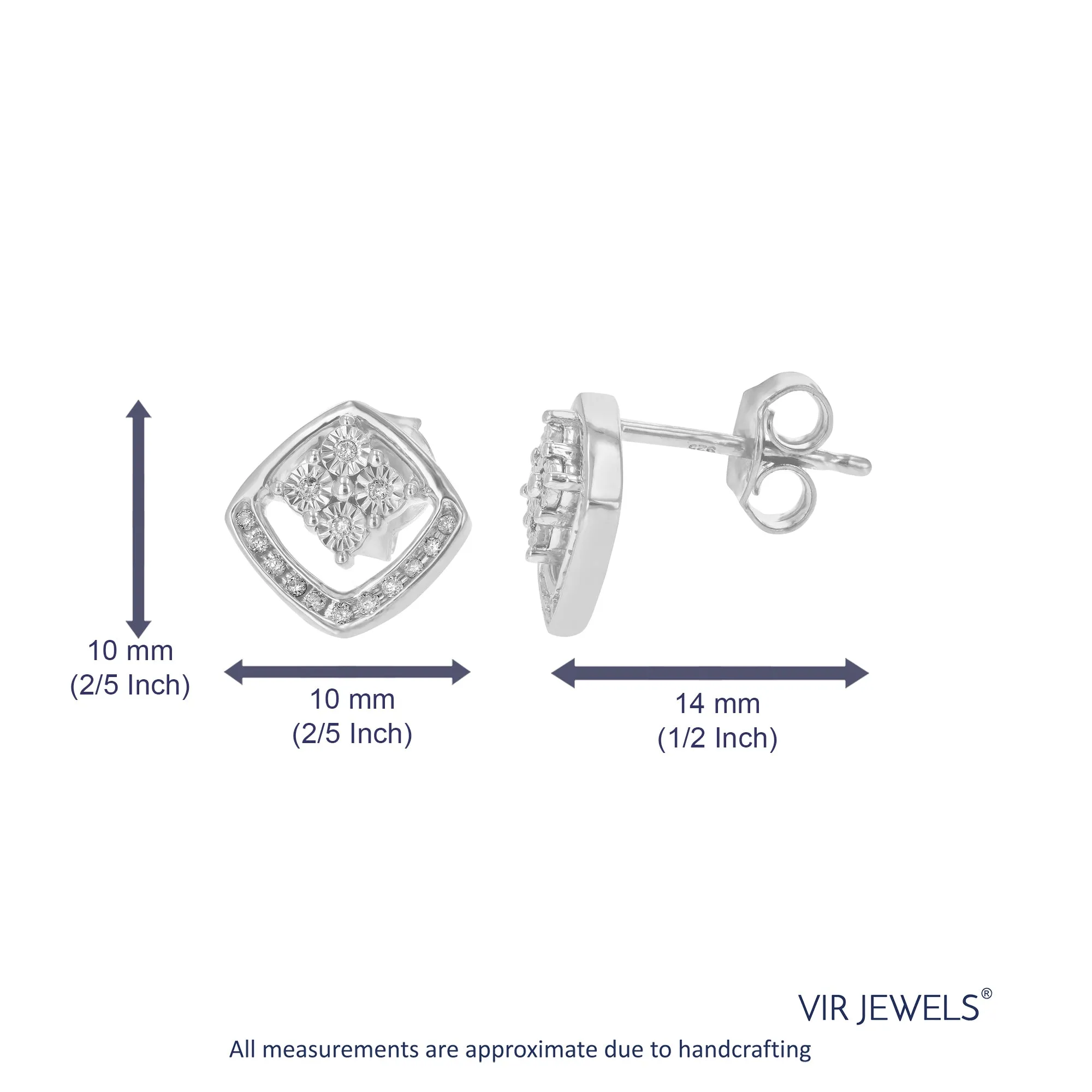 1/8 cttw Lab Grown Diamond Cluster Stud Earrings in Sterling Silver