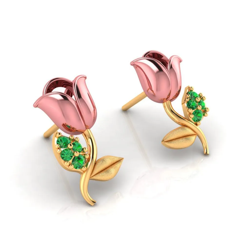 18k Yellow Designed Gold Earrings