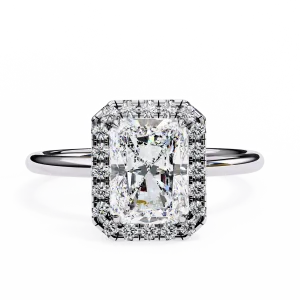 2 Carat Radiant Cut Halo Lab Diamond Engagement Ring In White Gold