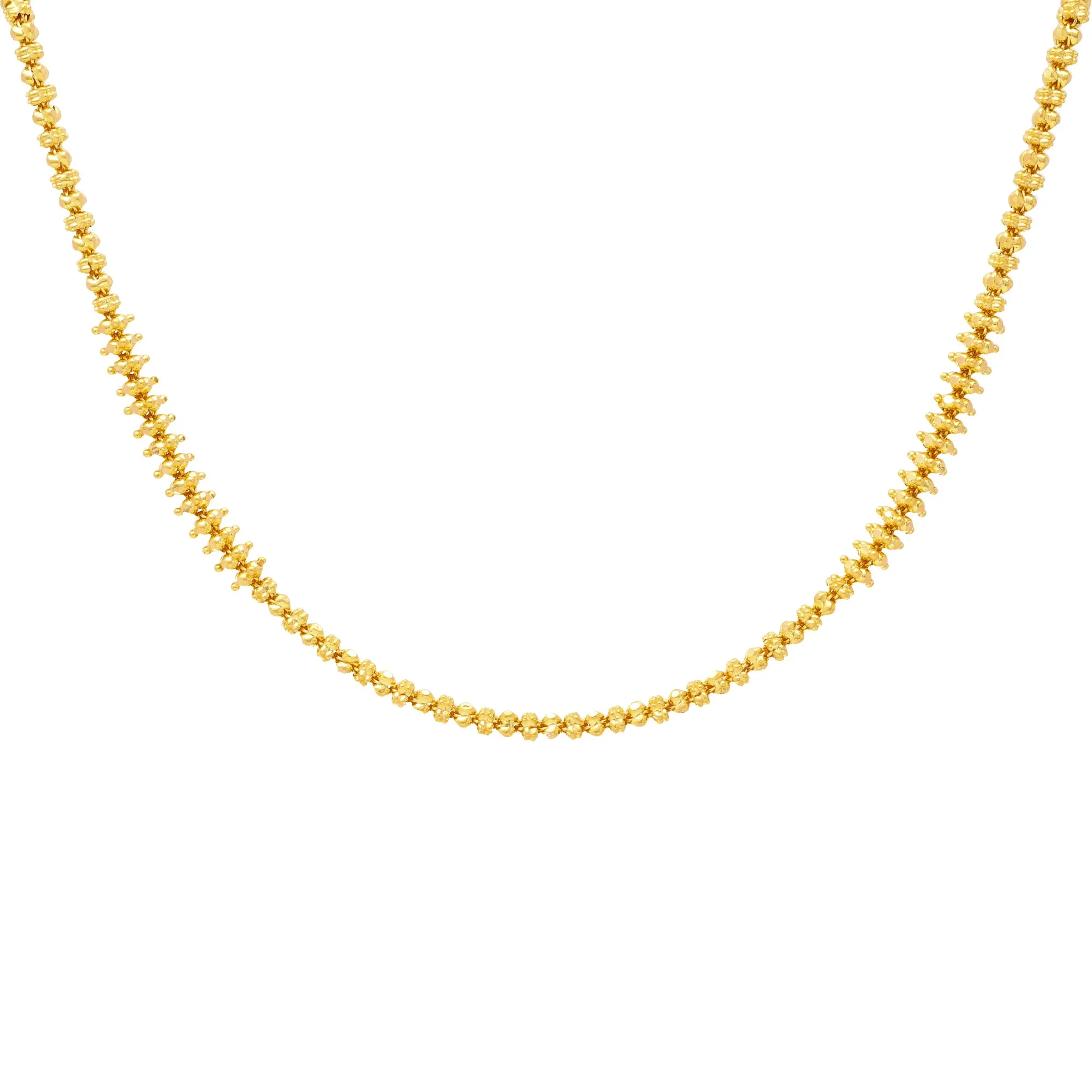 22K Yellow Gold Double Layer Beaded Chain