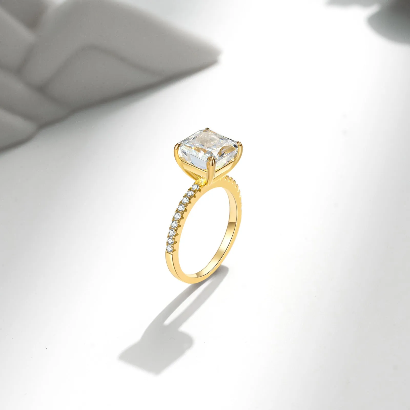 3 Carat Solitaire Square Radiant Cut Engagement Ring - Gold