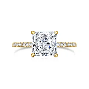 3 Carat Solitaire Square Radiant Cut Engagement Ring - Gold