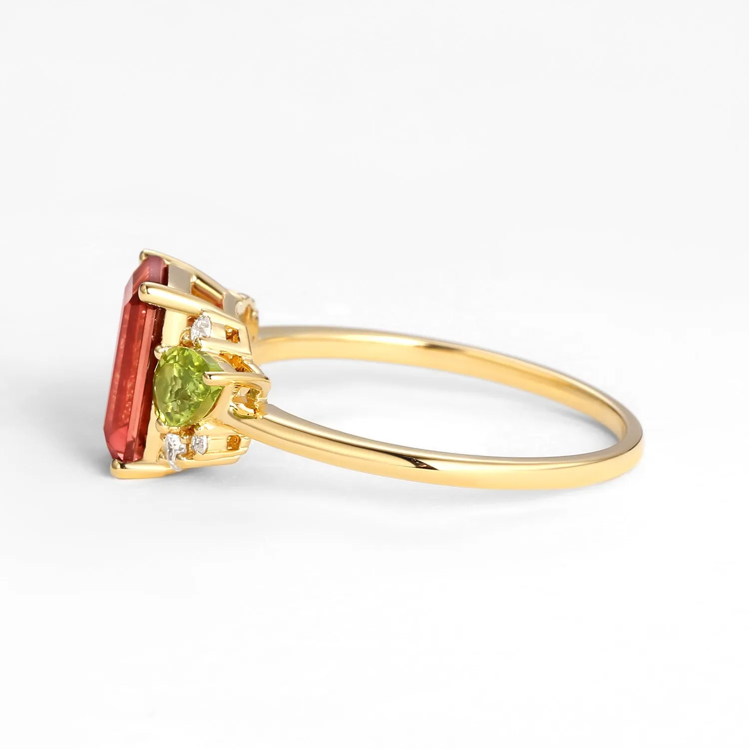 3.0ct Emerald Cut Pink Tourmaline Floral Inspired Ring