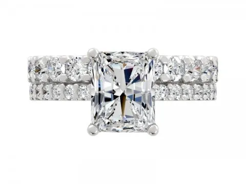 3.3ct Radiant Solitaire Ring with Soldered Wedding Band