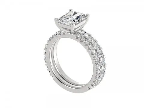 3.3ct Radiant Solitaire Ring with Soldered Wedding Band