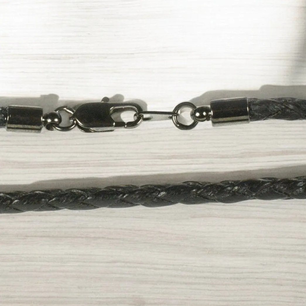 3mm Black Braided Cotton Cord with Hematite Finish Ends