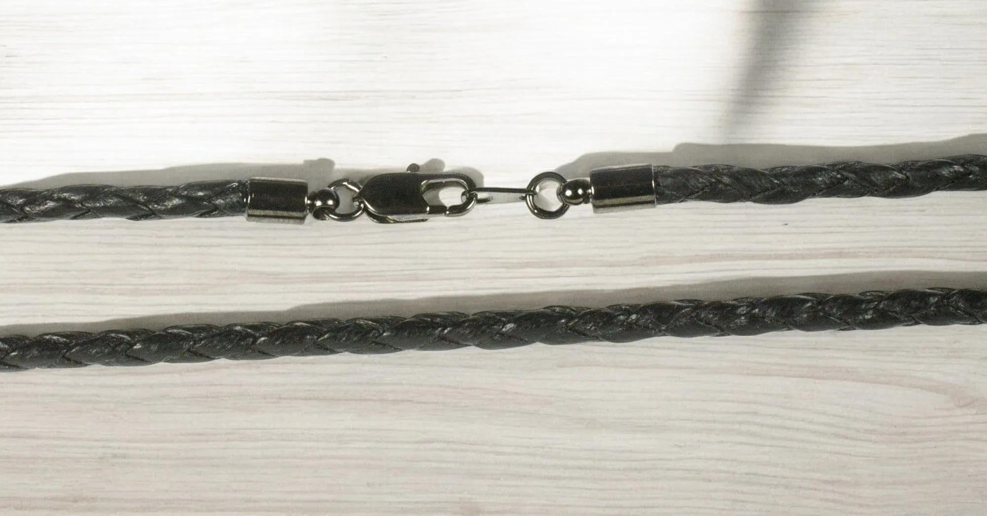 3mm Black Braided Cotton Cord with Hematite Finish Ends