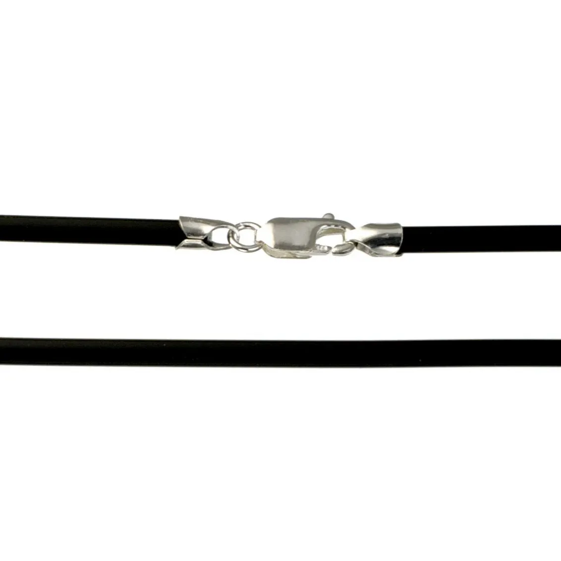 3mm Black Neoprene Cord with Silver Clasp Necklace