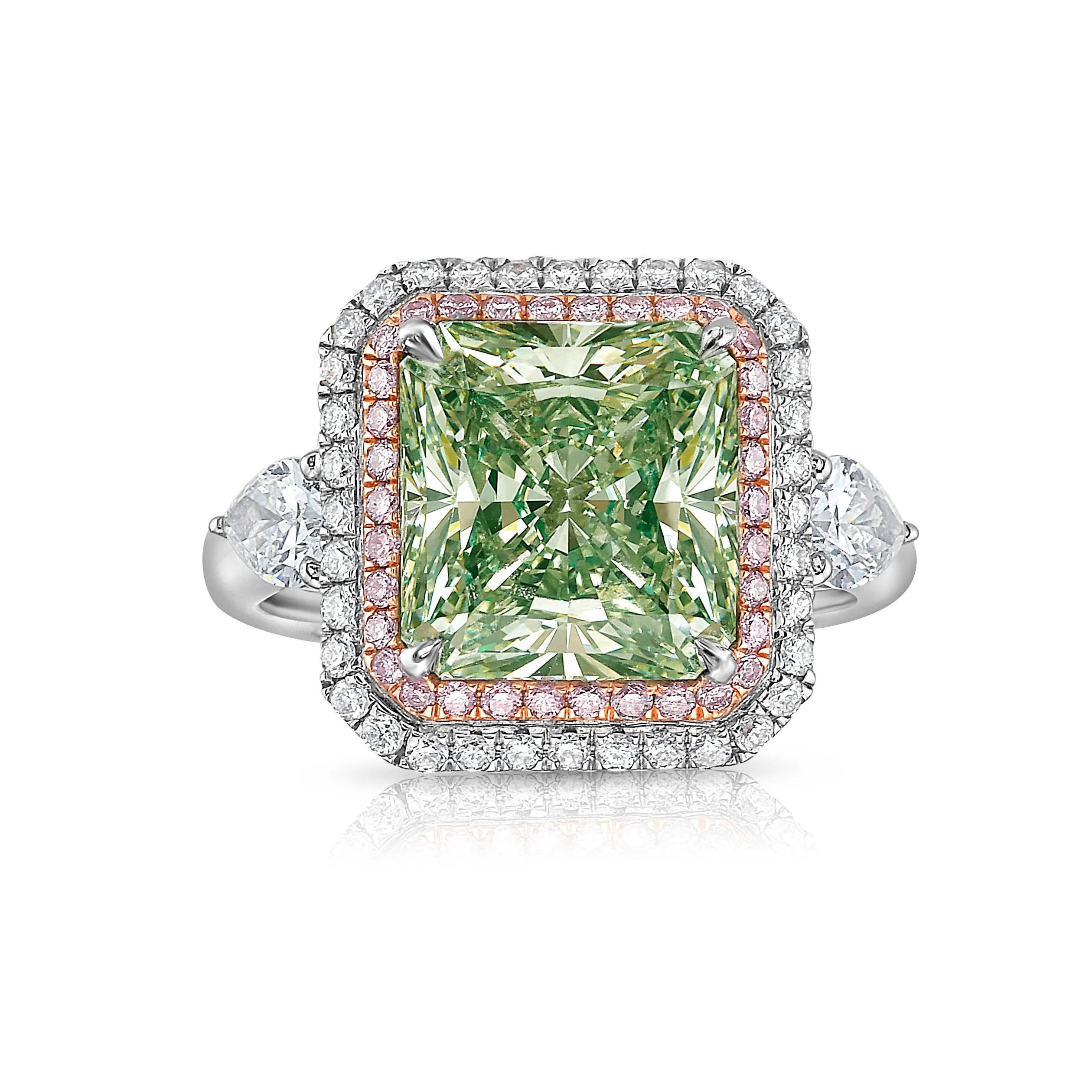 4ct Green Radiant Diamond Ring