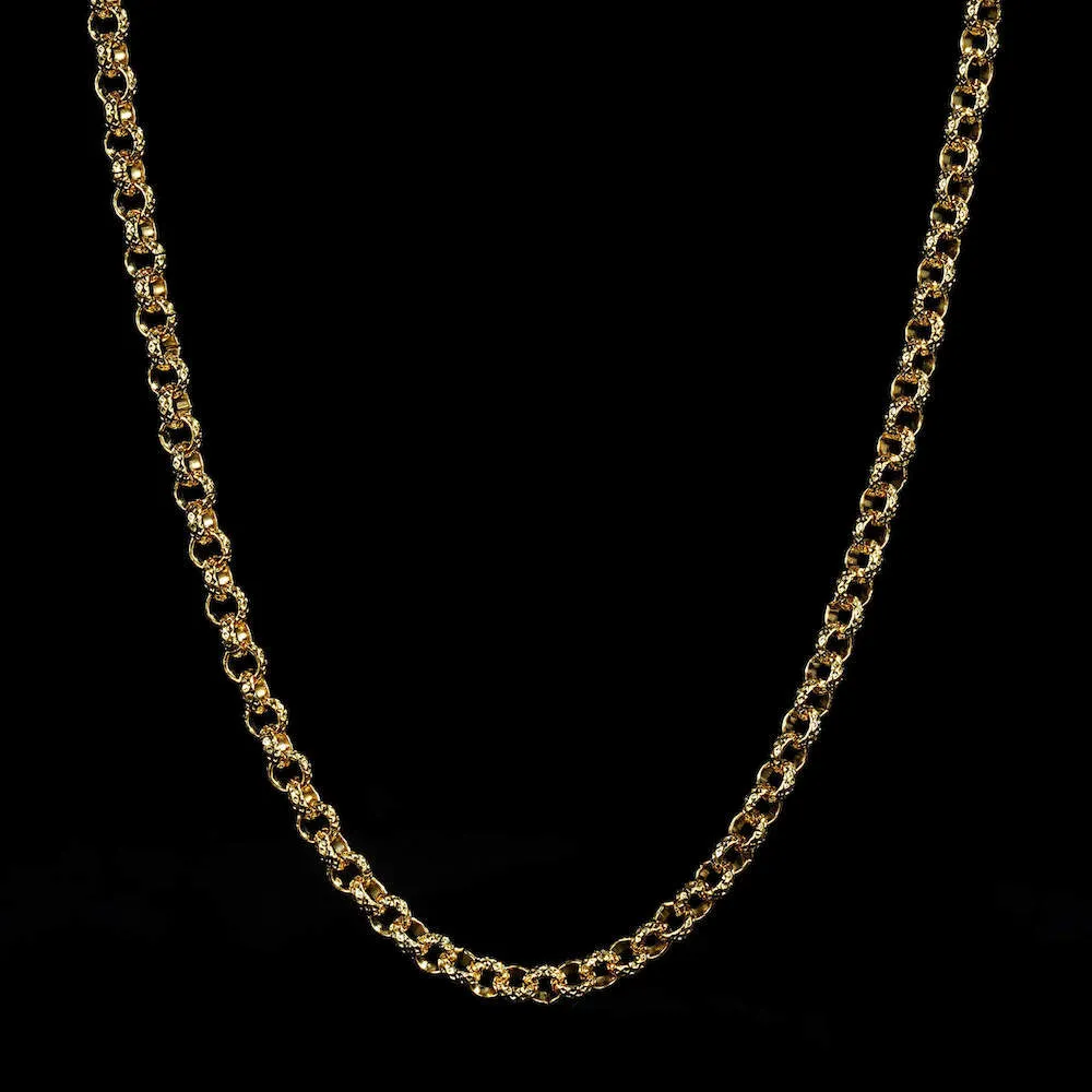 4mm Gold Filled Diamond Cut Pattern Belcher Chain 22 Inch