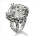 5 Carat Radiant Cubic Zirconia in Halo Platinum Engagement Ring