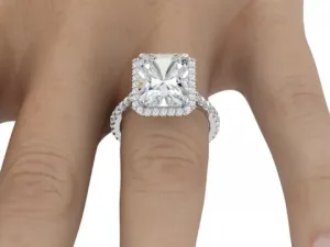 5.45ct Radiant Solitaire with Diamond Halo