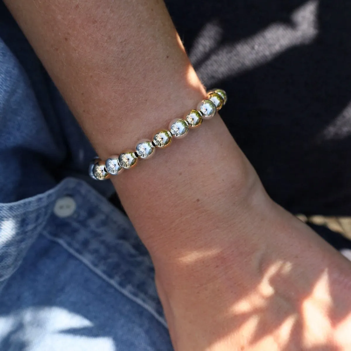 8mm Classic Ball Bracelet in Silver, Gold, or Two Tone