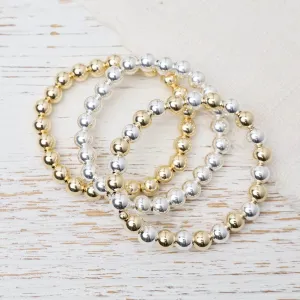 8mm Classic Ball Bracelet in Silver, Gold, or Two Tone