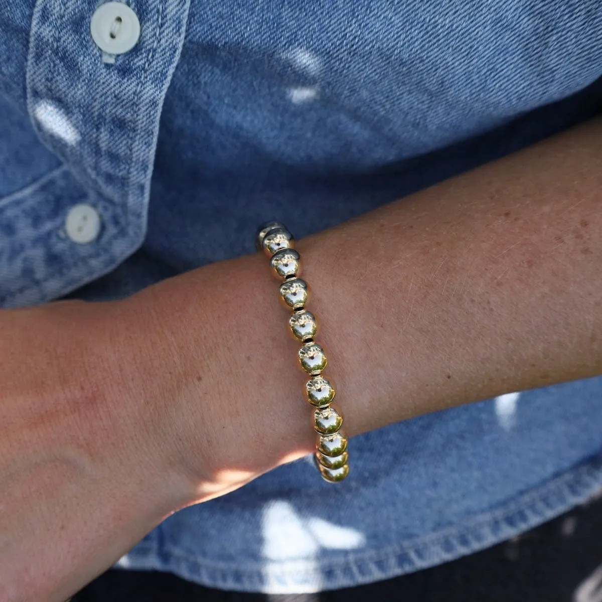 8mm Classic Ball Bracelet in Silver, Gold, or Two Tone